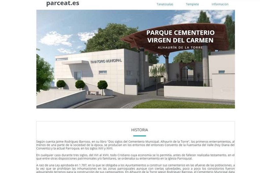 Screenshot web cementerio