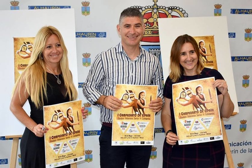 Paqui Rojas, Prudencio Ruiz y Nayra Ramírez. Presentación Campeonato España de pádel