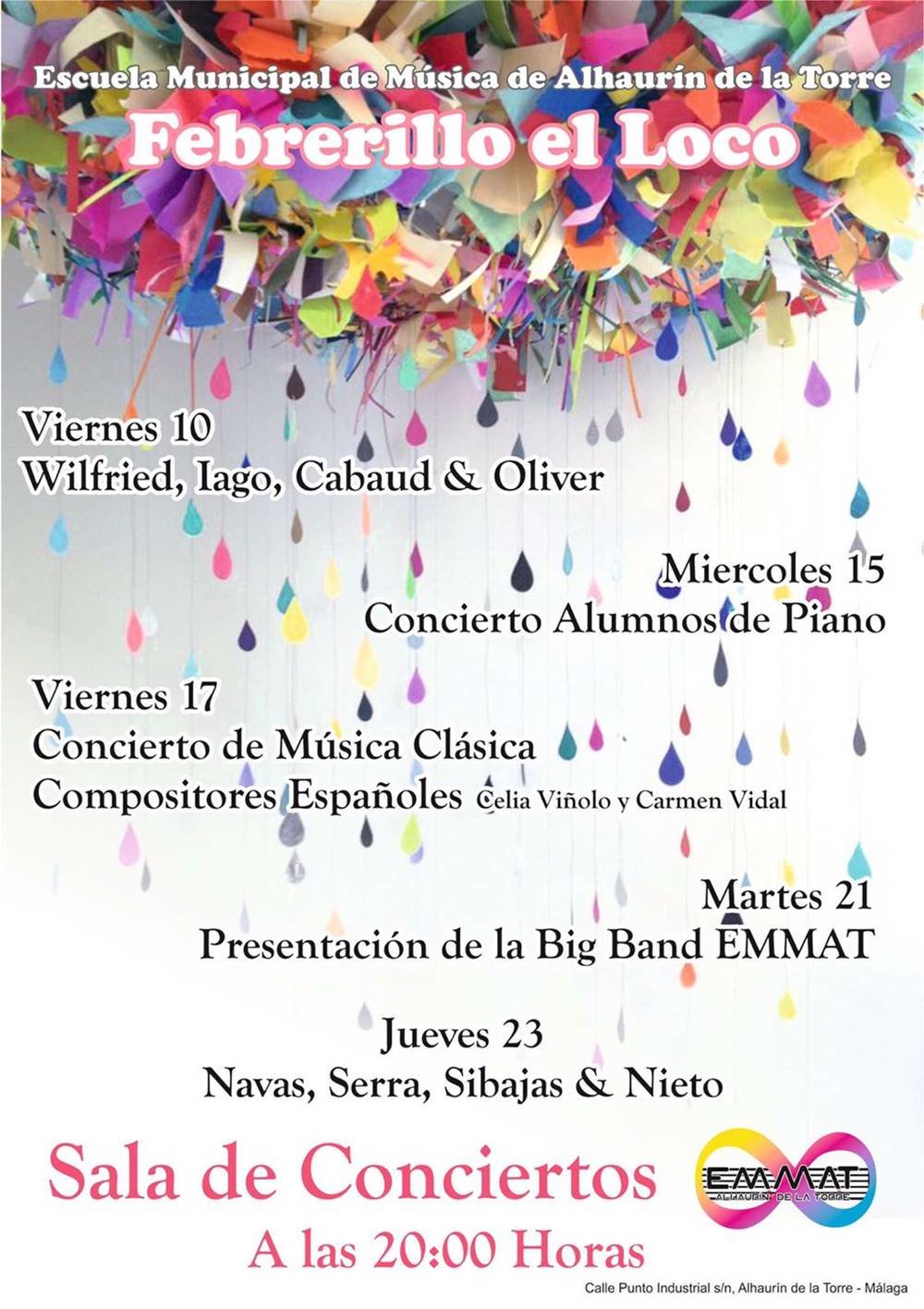 Programa Escuela Municipal de Música de Alhaurín de la Torre (EMMAT) para el mes de febrero
